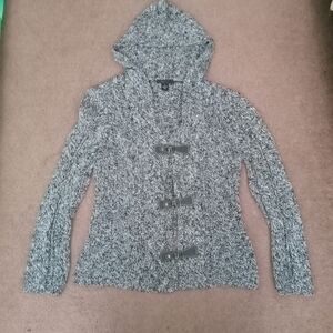 Style & Co. Black and White Hooded Cardigan with Toggle Closures Sz XL